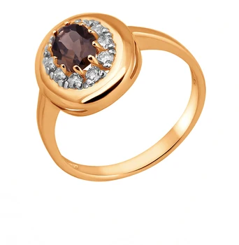 

Gold ring with раухтопазами and cubic zirconia sunlight sample 585