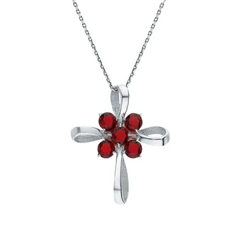 

Silver Pendant with Garnet synthetic sunlight sample 925