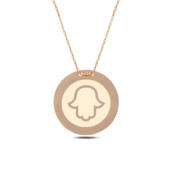 

KUTAYDAN Laser Fatma Master Hand Round Plate Pendant 925 Sterling Silver