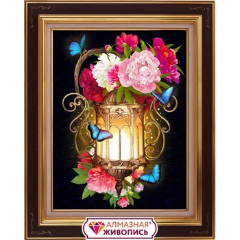 

Аж-1720 the picture of rhinestones 'Lantern in the pion' 30*40 cm