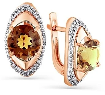 

Magic Stones earrings with sultanites and cubic zirconia in red gold