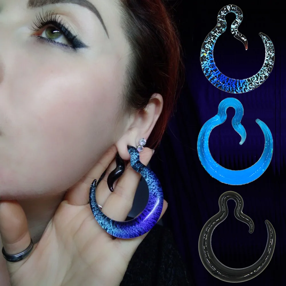 Pair Pyrex Glass Spiral Ear Taper Stretcher Gauge Expander Tunnel Plug