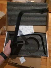 Quyanre-grifo cuadrado de latón para cocina grifo mezclador de rotación de Palanca única H/C 360, grifo de grúa de agua para cocina, grifo de baño