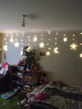 Lights Curtain-String Moon-Lamp Window-Decor Christmas Garland Fairy Icicle-Star LED