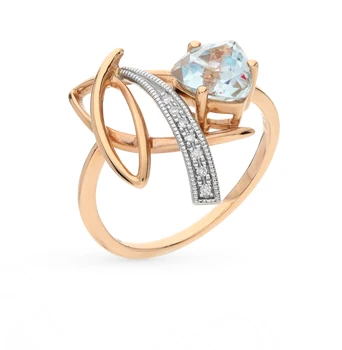 

Gold ring with Topaz and diamonds sunlight sample 585