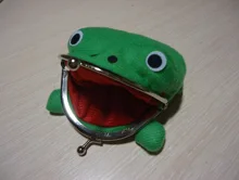 1 Uds. De cartera con forma de rana para Cosplay, monedero con forma de Animal verde, monedero de felpa suave, Mini cartera para tarjetas delgada