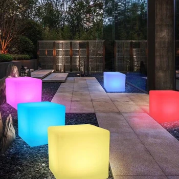 

40cm LED Light Cube Puff Waterproof with Remote Control Side Table Home Bedroom Pool Party Mood Lamp Night Light Decorative