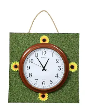 

Time Gold Rope Grassy Floral Wooden Painted Wall Clock