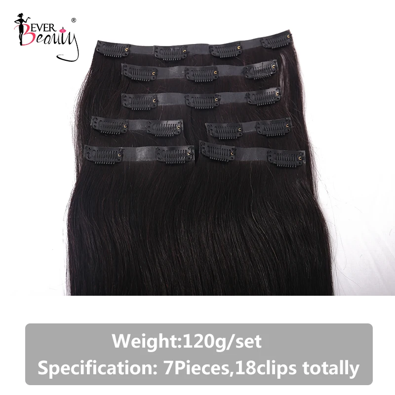 Kinky Straight Clip In Human Hair Extensions Clips Ins 120G 7Pcs