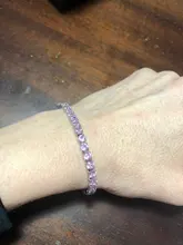 Pulsera de tenis de circonia cúbica de 4mm para Mujer, joyería de boda, Circonia cúbica púrpura, brazaletes para hombre, hip hop, Color plata, Punk