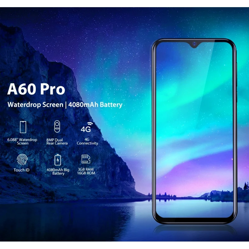 Мобильный телефон Blackview A60 четырёхъядерный на базе Android 8.1 4080 мАч 1 ГБ+16 ГБ экран 6