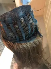Largo SHANGKE-Peluca de pelo rizado sintético resistente al calor para mujer, pelo falso Natural con parte de pelo medio
