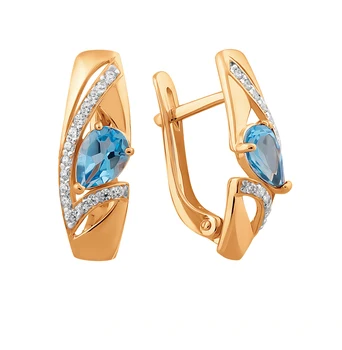 

Gold earrings with Topaz and cubic zirconia sunlight sample 585