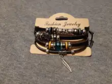 Pulsera Vintage de cuero Natural para hombre y mujer, turquesas naturales trenzadas hechas a mano, cuerda de ojo malvado, brazalete con abalorios, joyería