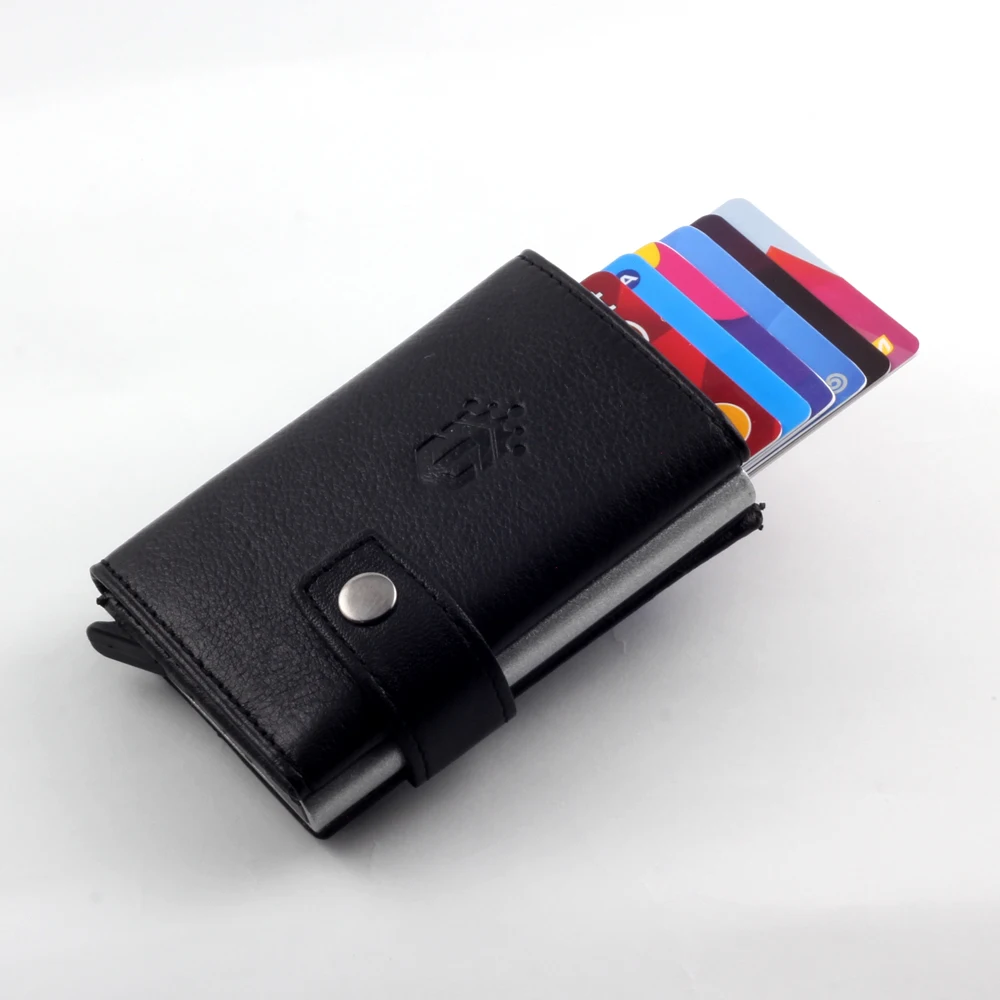 Smart Wallet Business Card Holder Real Cow Leather Handmade Smart Automatic Card Holder Men Gift