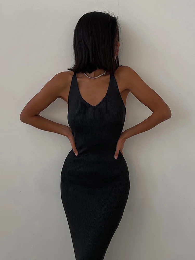 WannaThis Chain Backless Sexy Women's Dresses Pearl Sexy Elegant