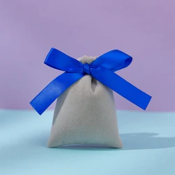 Luxury Beige Velvet Jewelry and Gift Pouches - Set of 10 - 15x20cm (Royal Blue Silk)