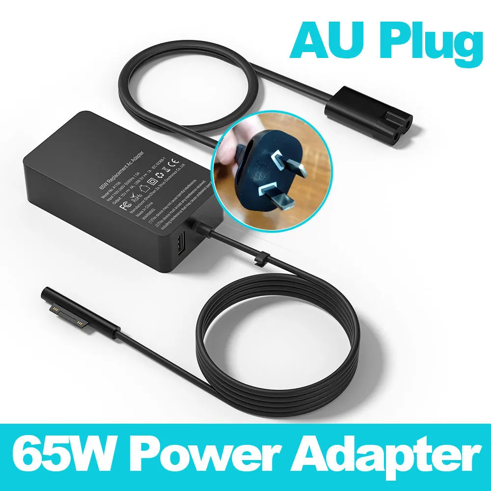 15V 4A 65W Charger for Microsoft Surface Book Pro 3 Pro4 Pro5 Pro6 Pro7 Tablet Adapter PC 1706 Power Charging with 5V 1A USB laptop cover stickers Laptop Accessories