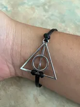 Brazalete triangular redondo de cuero negro para hombre y mujer, cuerda de cuero antigua Vintage, moda clásica, película de película, joyería, venta al por mayor