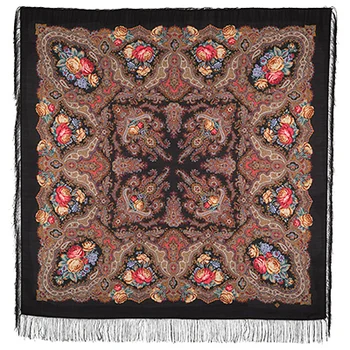 

Scarf Pavlovo Posad with silk fringe 146x146 1171-19 "Spanish wine", View 19