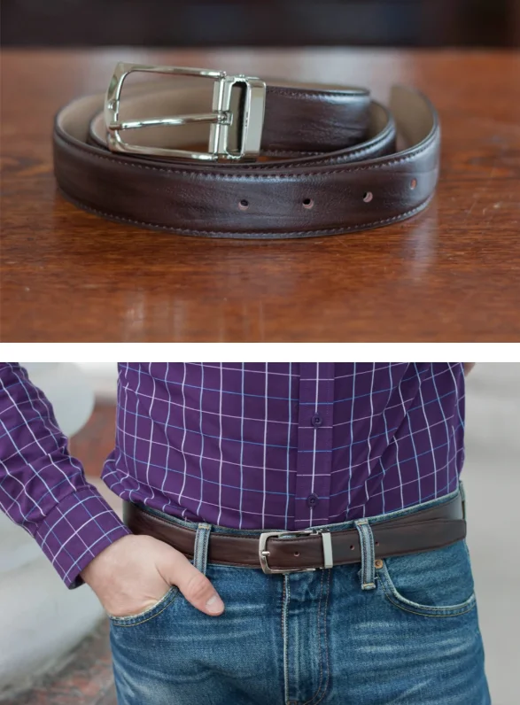 Мужской кожаный ремень Bison Denim W71123, W71122