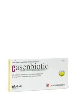 

Casenbiotic lemon flavor 30 chewable tablets with live lactic ferments. Help the intestinal flora.