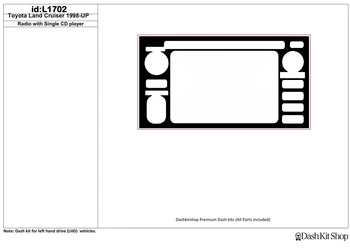 

Interior lining for Toyota Land Cruiser 1998-UP. Set L1702.