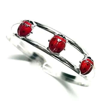 

Bangle Sterling Silver 925m open ladybugs glazed [AB0556]