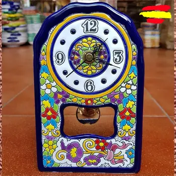 

Ceramic clock with pendulum 18x12cm. - 7x4.7in. - Clock foot - Table - Glazed a hand-made in Spain - Home and decoration -