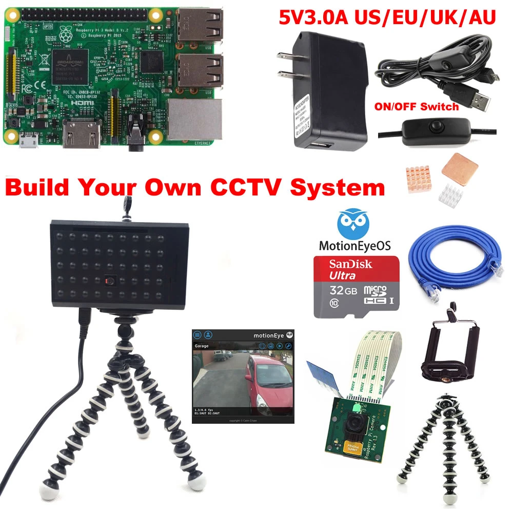 Raspberry Pi 3 Model B комплект камеры видеонаблюдения C3B01