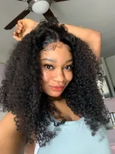 RESHINE-Peluca de pelo rizado de Mongolia, cabello humano con encaje frontal 13x4, 180%, 13x6, cierre de encaje rizado, prearrancado