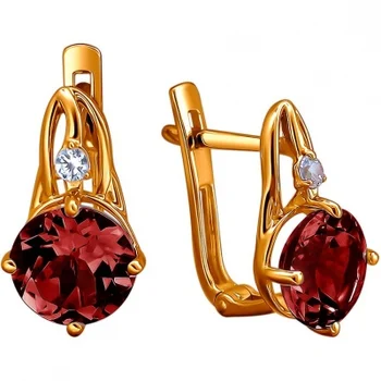 

Esthete earrings with garnet and cubic zirconia in red gold