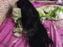 QQXCAIW largo recto del Partido de Cosplay negro 40 100 Cm pelucas de pelo sintético