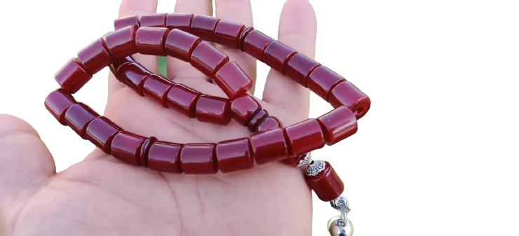 

Tasbih Ottoman Faturan German Cherry Amber Sandalous Misbaha Rosary Free Shipping