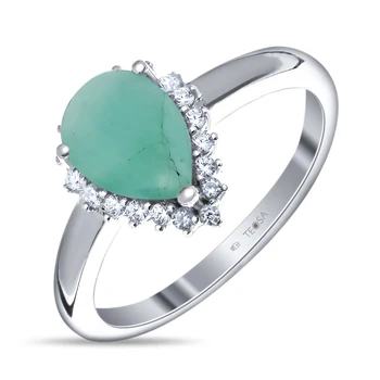 

Ring of silver with cubic zirconia and Emerald Nat. (o)