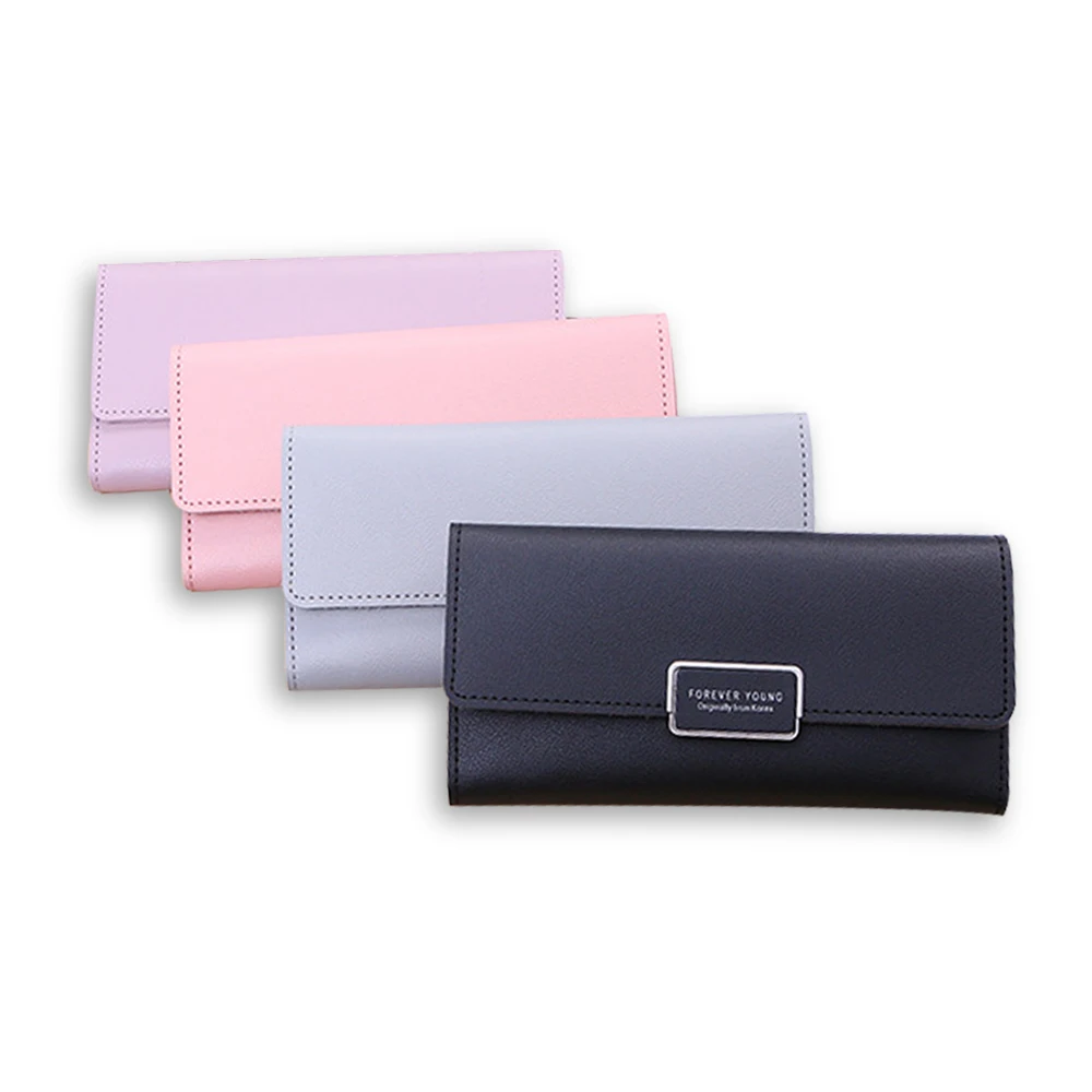 

long Wallets Women Female Clutch Bags Wristlets Coin Purse Money Card Holder case Solid phone HASP PU Leather Wallets pink red