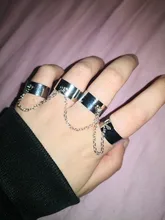 Anillos Pop Punk para hombre y mujer, cadena ajustable multicapa, cuatro anillos abiertos para dedos, de aleación, giratorios, regalo de fiesta