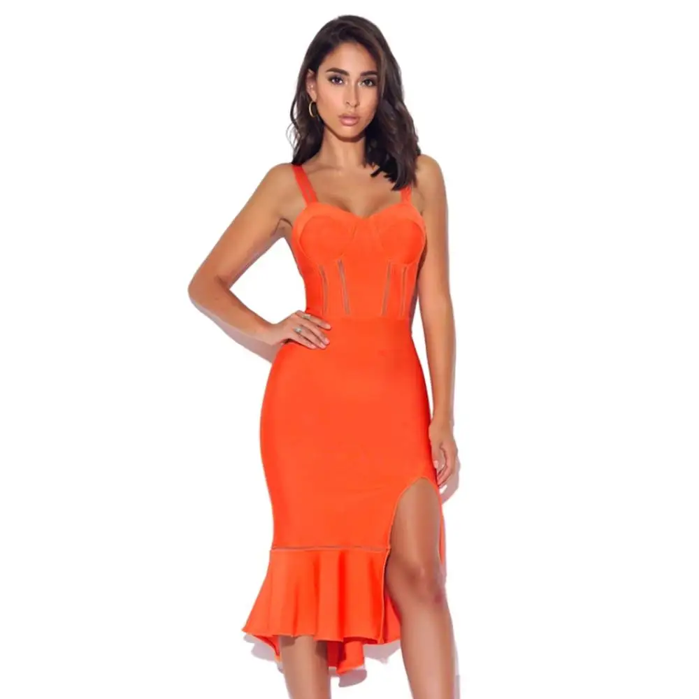 

Spaghetti Straps Sexy Bandage Dresses 2019 Summer Women Fashion Party Solid High Waist Backless Evening Club Vestidos
