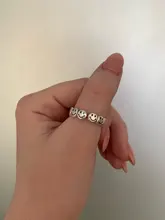 Vintage Ancient Silver Color Happy Smiling Face Open Rings for Women Punk Hip Hop Adjustable