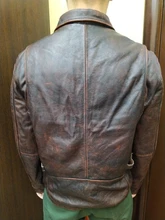 Chaqueta de cuero de vaca para hombre, abrigo de piel de vaca, grueso, de calidad, Estilo vintage, regalo, envío gratis