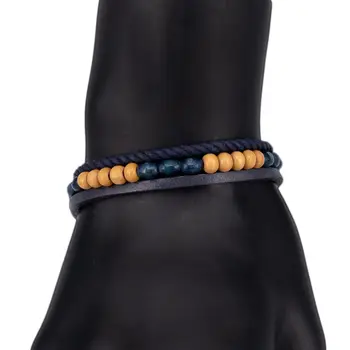 

Leather bracelet (genuine leather, magnetic lock, blue) 54901