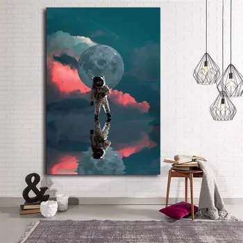 

Astronaut And Moon Canvas Print