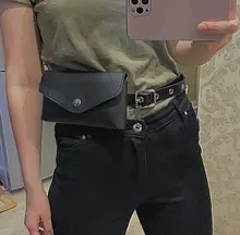 Mochila de moda para cintura para mujer, riñonera de PU sencilla, bolso con cinturón de regalo para mujer, bolso con cadena para teléfono, bolso informal para mujer, monedero negro