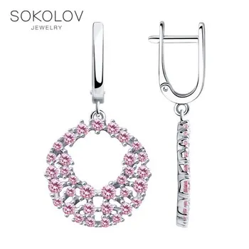 

SOKOLOV drop earrings with stones in silver with cubic zirconia, fashion jewelry, 925, women's/men's, male/female, women's male, long earrings