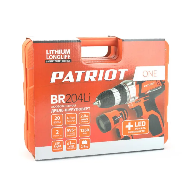 Дрель-шуруповерт аккумуляторная PATRIOT BR 204Li LED The One