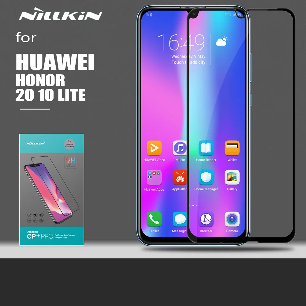 Защитное стекло Nillkin для Huawei Honor 20 10 Lite CP + 2.5D закаленное с полным покрытием Защита
