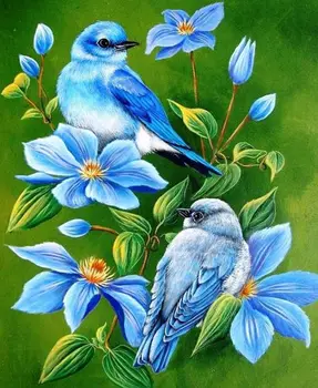 

Аж-1102 painting with rhinestones 40*50 cm 'birds on the vetce'