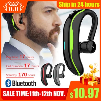 

Wireless Bluetooth Earphones Stereo Headset 170mAh Single Handsfree with Microphone Business Bluetooth Headphones For Driving