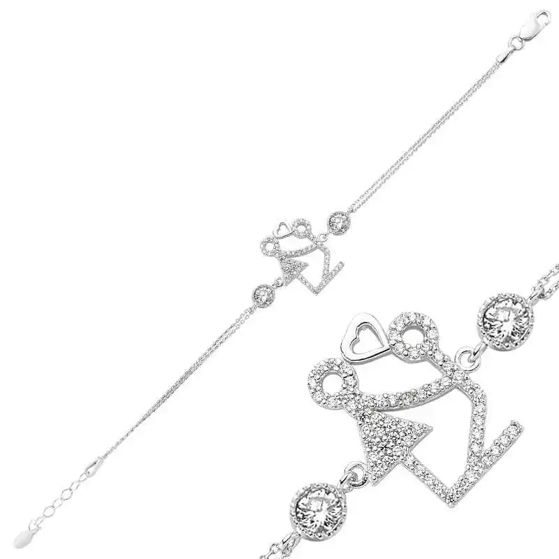 

Sterling silver Heart Garbage Man Lady Bracelet