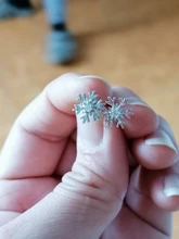 ANENJERY de Plata de Ley 925 copo de nieve hueco de flor Stud pendientes para las mujeres regalo de Navidad brincos oorbellen S-E267